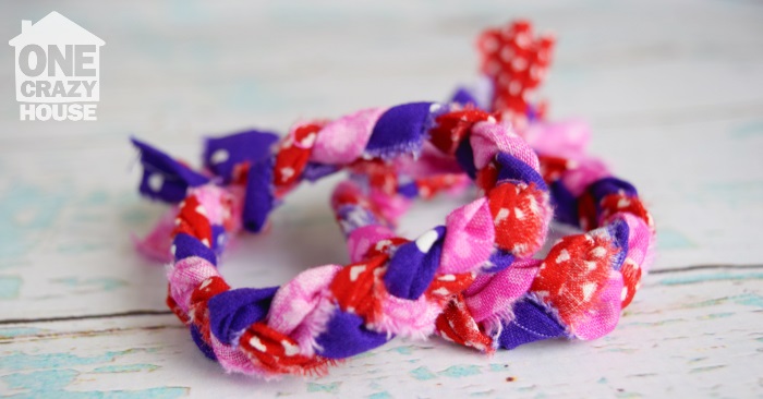 bracelets made of braided fabric sitting on a table