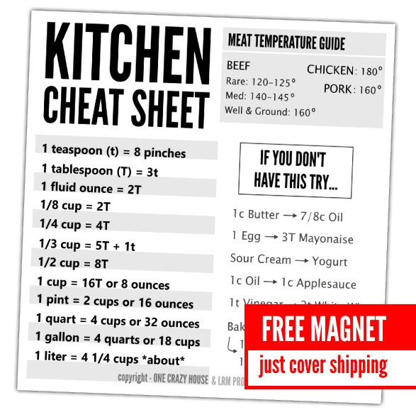 kitchen cheat sheet promo ad