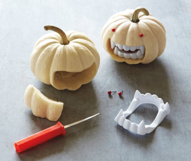 fangs in mini pumpkins