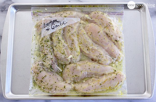 freezer dinner lemon and garlic dump chicken