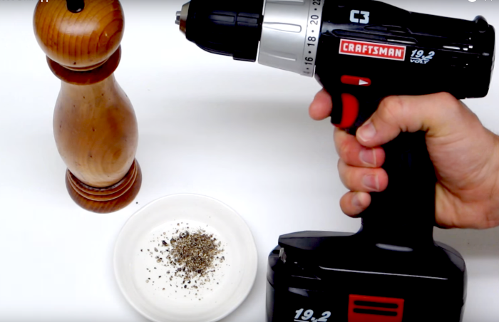how to ground pepper with a power drill