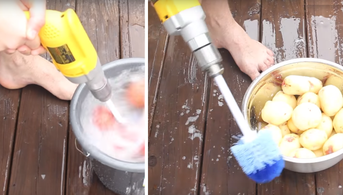 how to peel potatoes - with a power drill