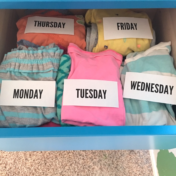 Genius back to school tip - layout and label your clothes by the day at the beginning of the week