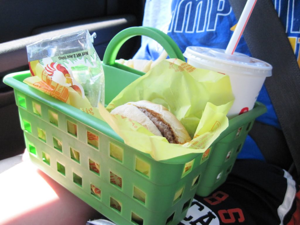 shower caddy in the car