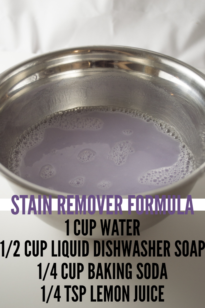 Stain remover concoction to apply on clothes before putting them through the washing machine.