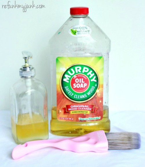 bottle of Murphy's Oil Soap and a clean house painting brush