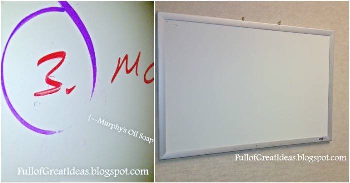 before and after images of dry erase board - cleaning off permanent marker marks.