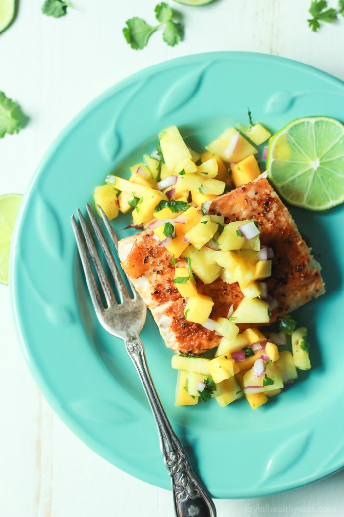 17 Healthy Seafood Recipes You Should Be Cooking - Cajun Mahi Mahi with Pineapple Mango Salsa
