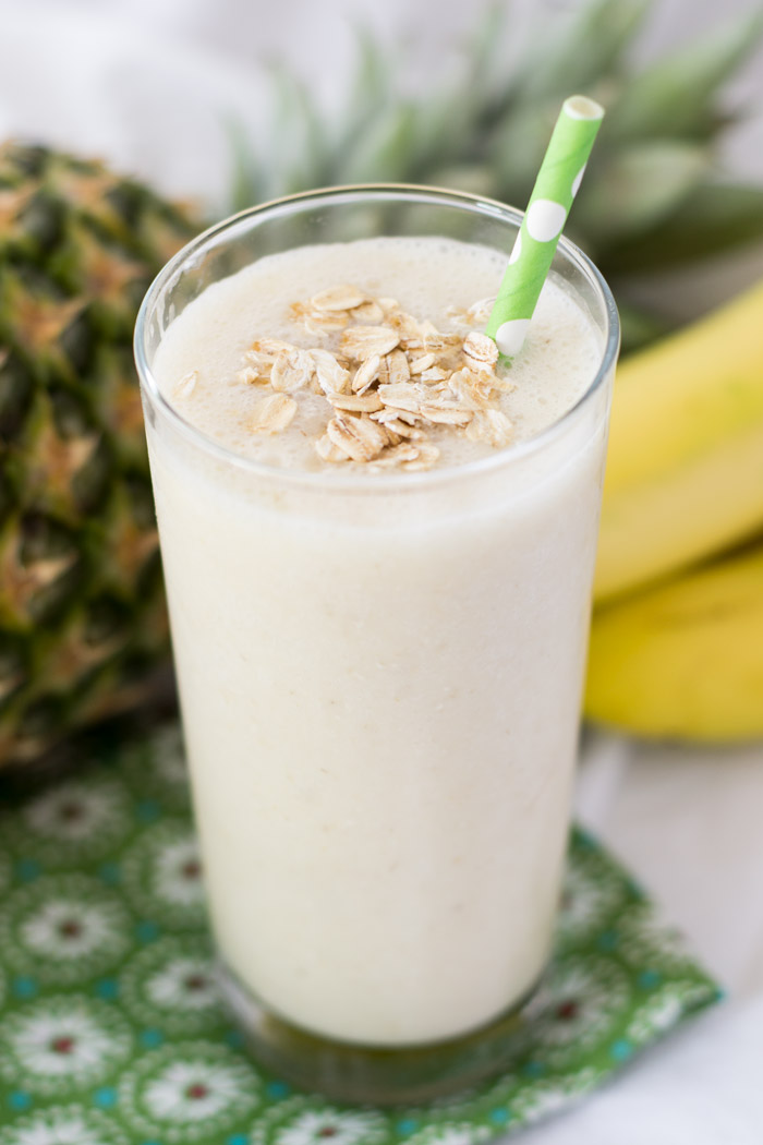 Tropical Breakfast Smoothie with Pineapple, Banana and Coconut Milk