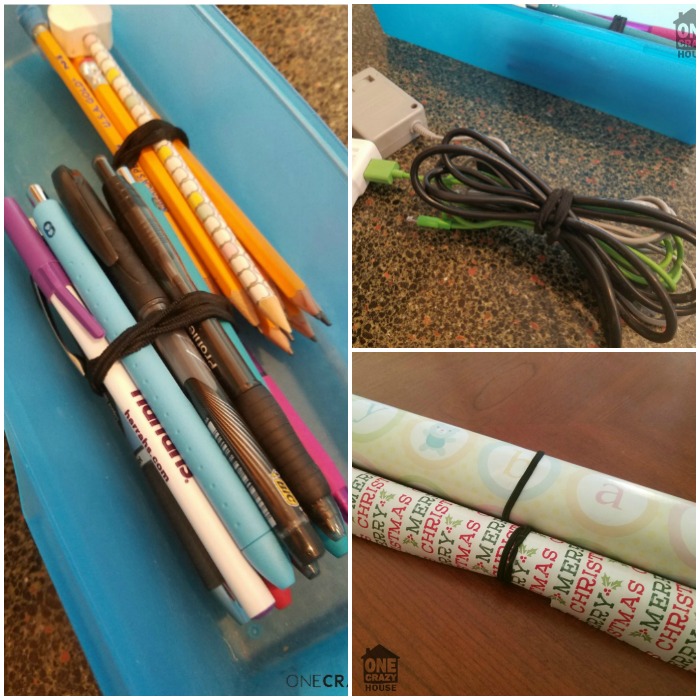 Organizing using rubber bands