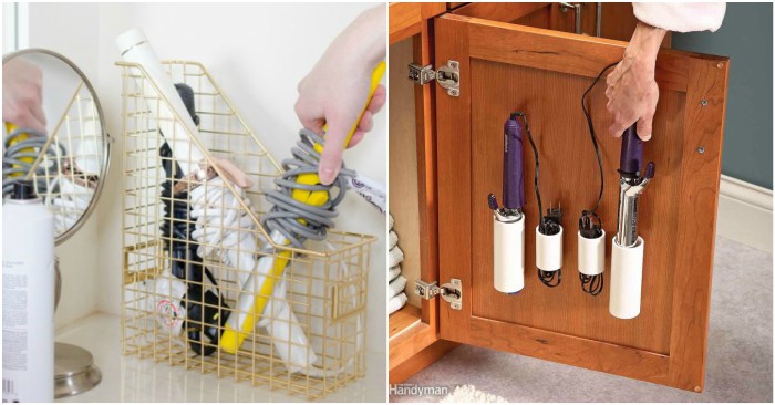 This hair tool organizer keeps my bathroom organized