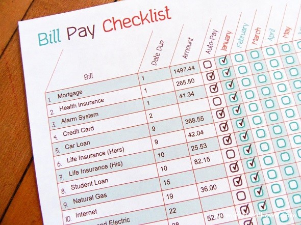 printable bill pay checklist