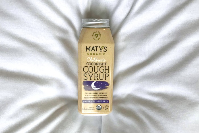Matys Organic Goodnight Cough Syrup on pillow