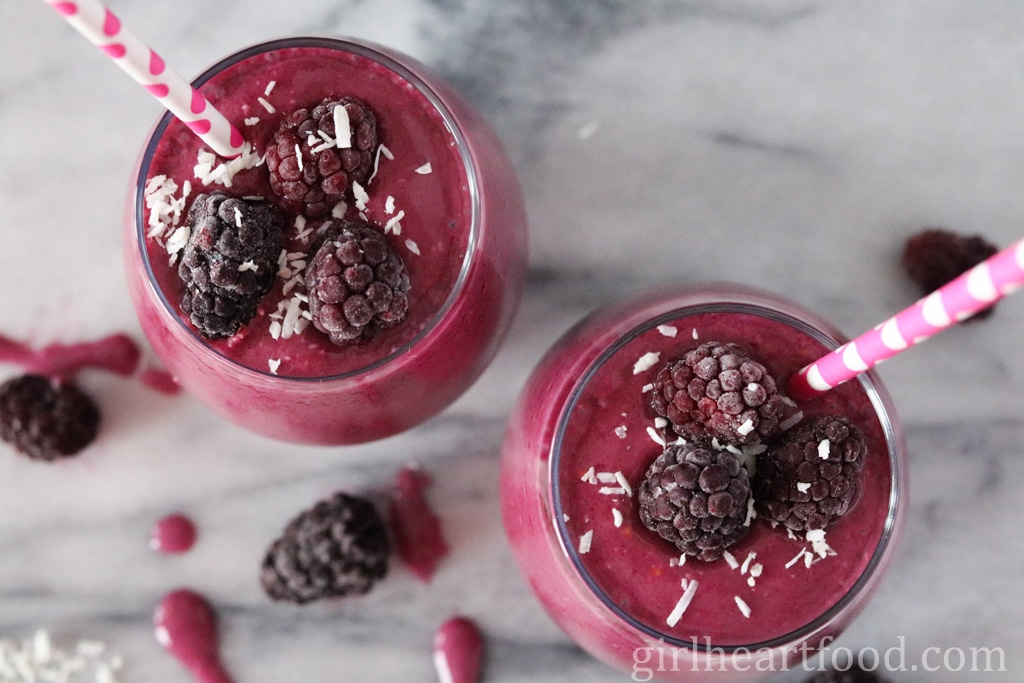 Summer smoothies- Blackberry Coconut Smoothie- Girl Heart Food