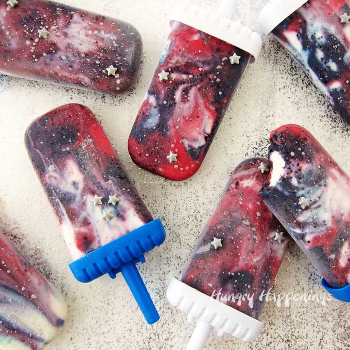 July Popsicles - Galaxy Popsicles- Hungry Happenings 