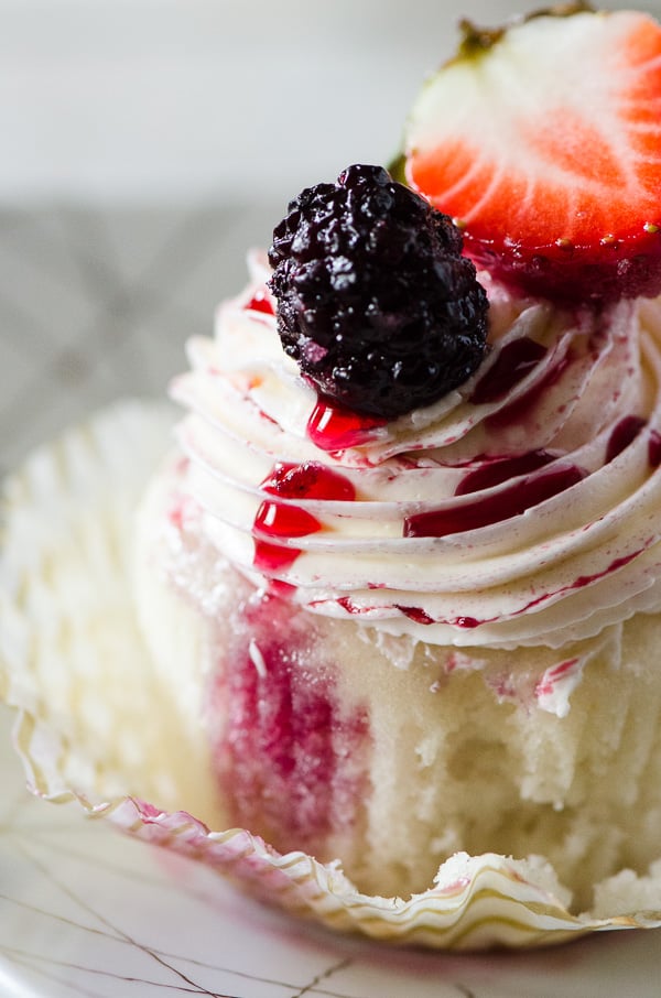 Summer Inspired Cupcakes- Vanilla Red Wine Berry Cupcakes- The Crumby Ktichen