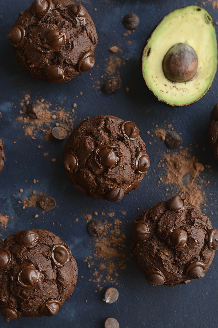 Avocado Recipes - Chocolate Avocado Muffins- Skinny Fitalicious