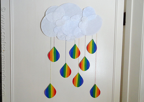Rainbow Crafts for Kids- Cloud with Rainbow Raindrops-Crafts By Amanda