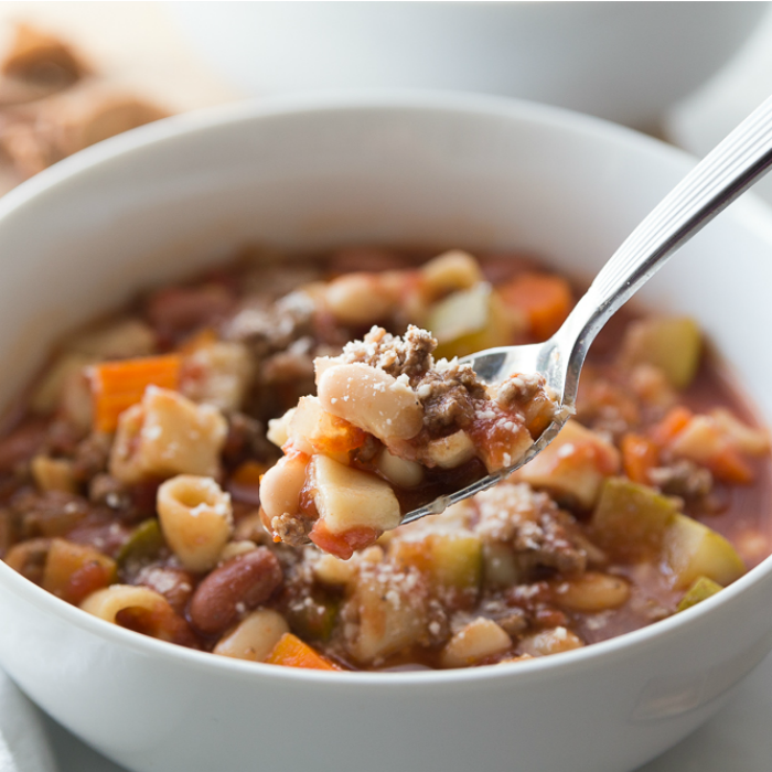 Bowl of Crockpot Minestrone Soup 