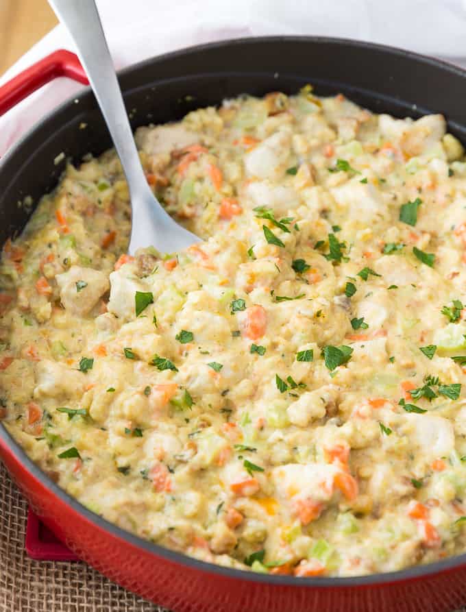 Comfort Food Recipes - One Pot Chicken and Stuffing- Simply Stacie
