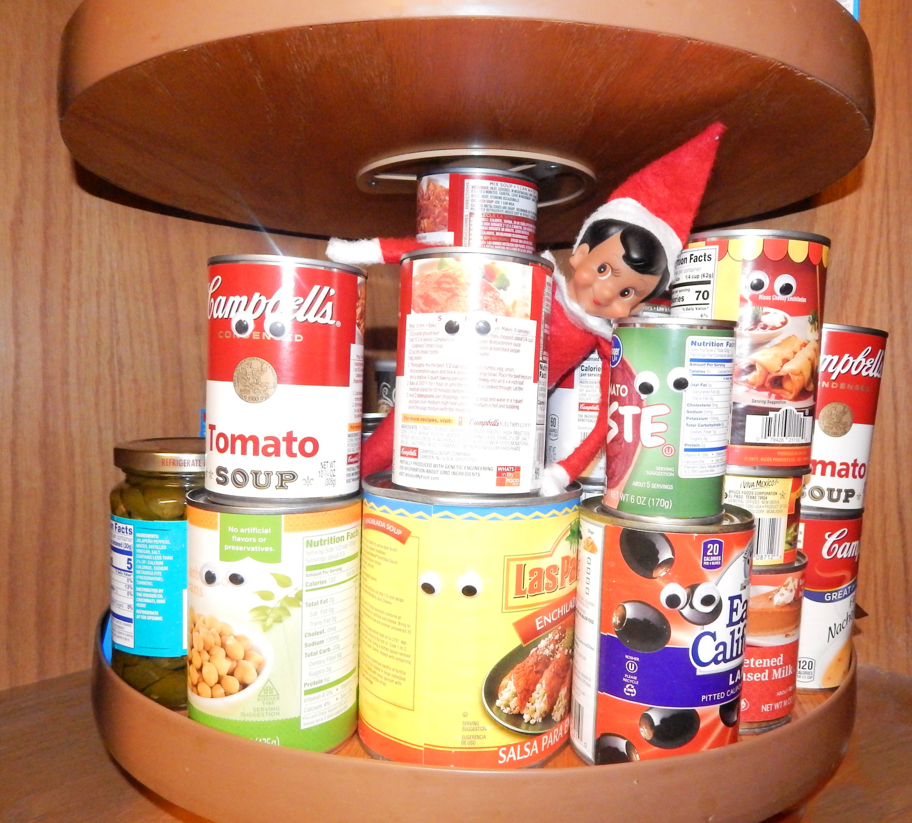 canned goods on lazy susan