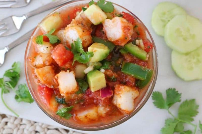 Enjoy Mexican appetizers like this shrimp cocktail