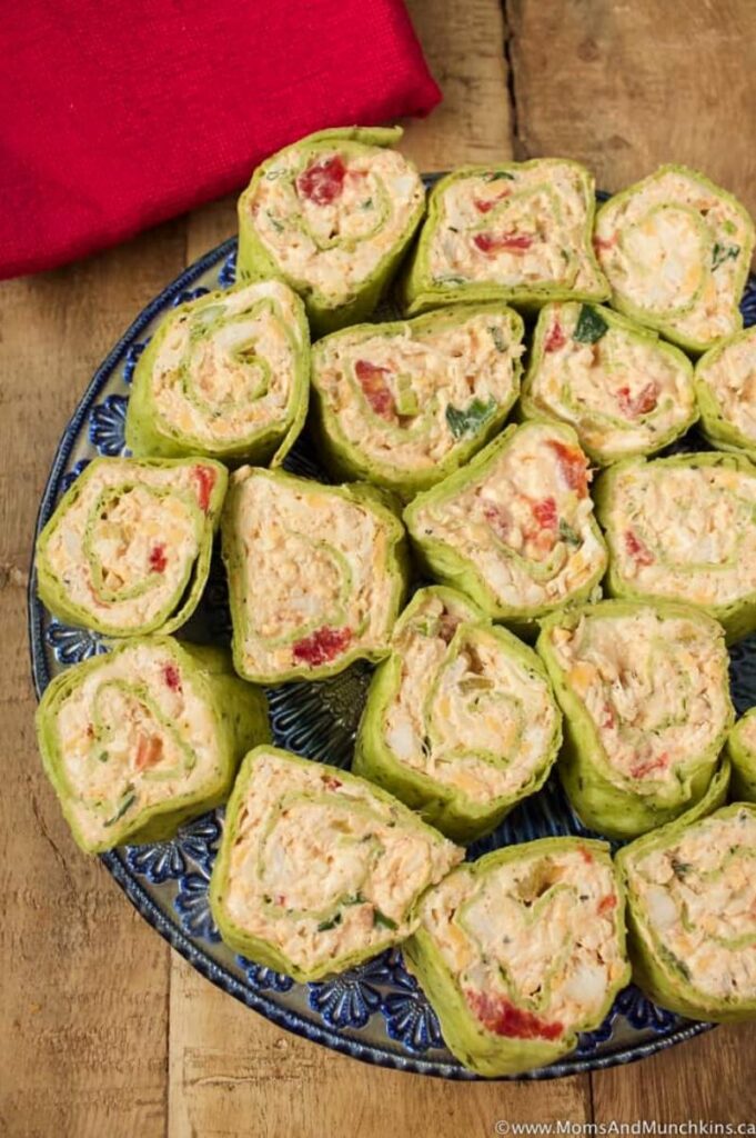 Enjoy Mexican appetizers like these Mexican pinwheels