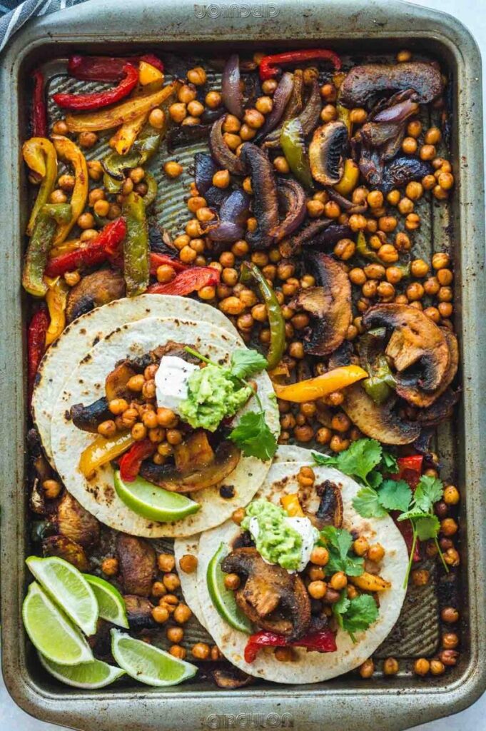 Enjoy Mexican appetizers like these chickpea fajitas