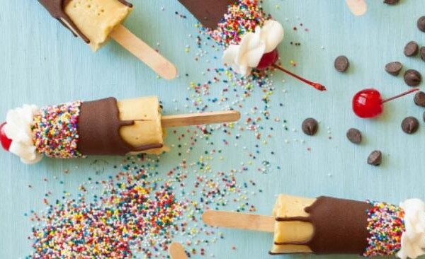 sundae popsicles with sprinkles