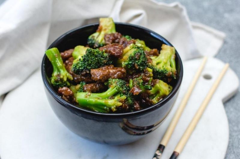 Bowl of beef and broccoli