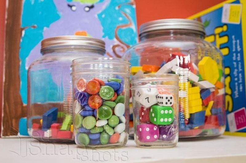 Glass jars holding holding manipulatives