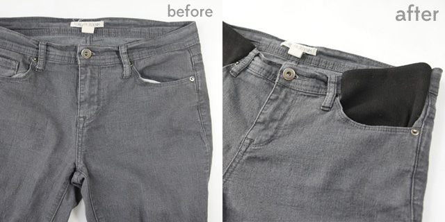 before and after images for stretchy pocket pants extender