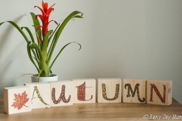 Autumn Wood Blocks sign