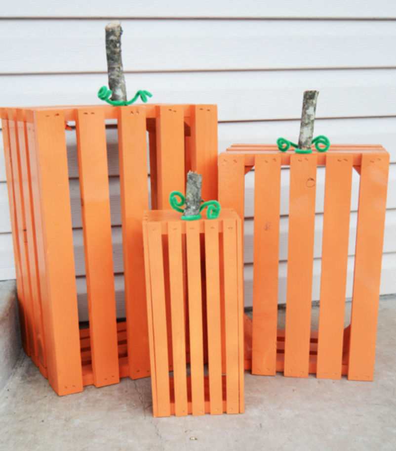 DIY crate pumpkins