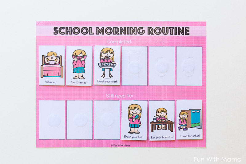 kids school morning routine chart
