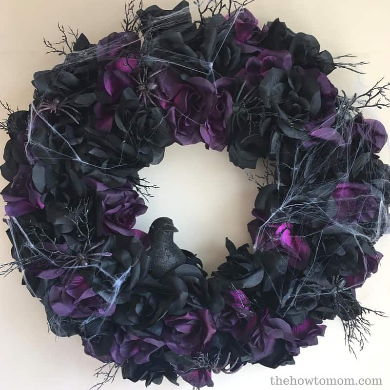 creepy black rose wreath