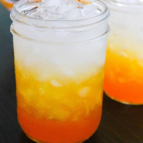 candy corn Halloween drink in glasses