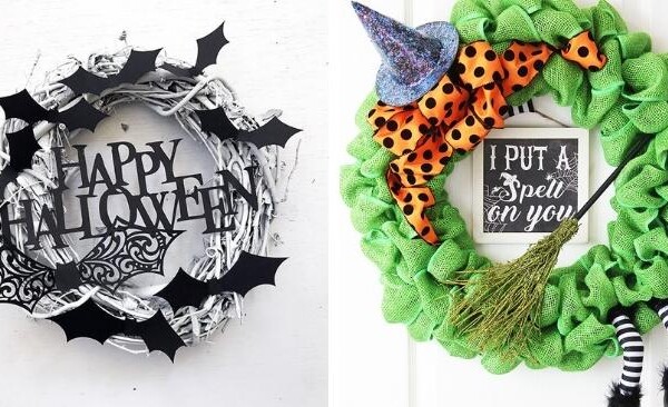 DIY halloween wreath ideas image collage