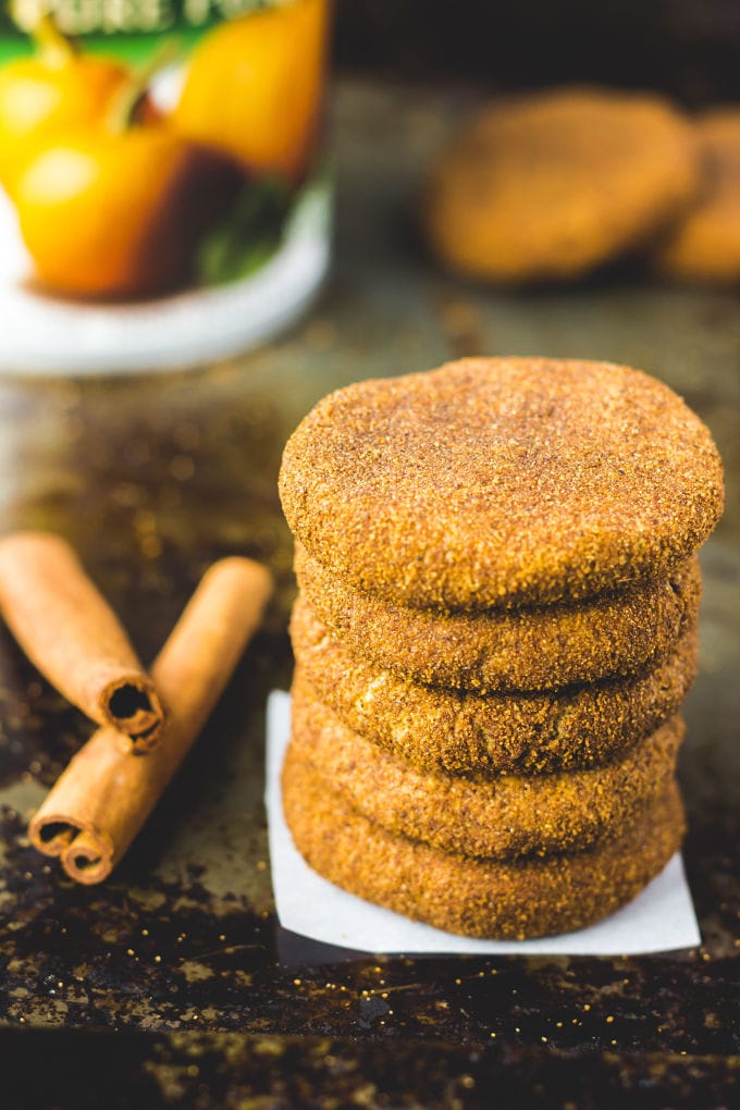 stack of paleo pumpkin spice protein cookies on a plate