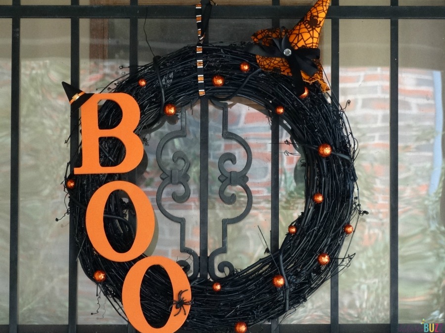 Homemade BOO Halloween wreath