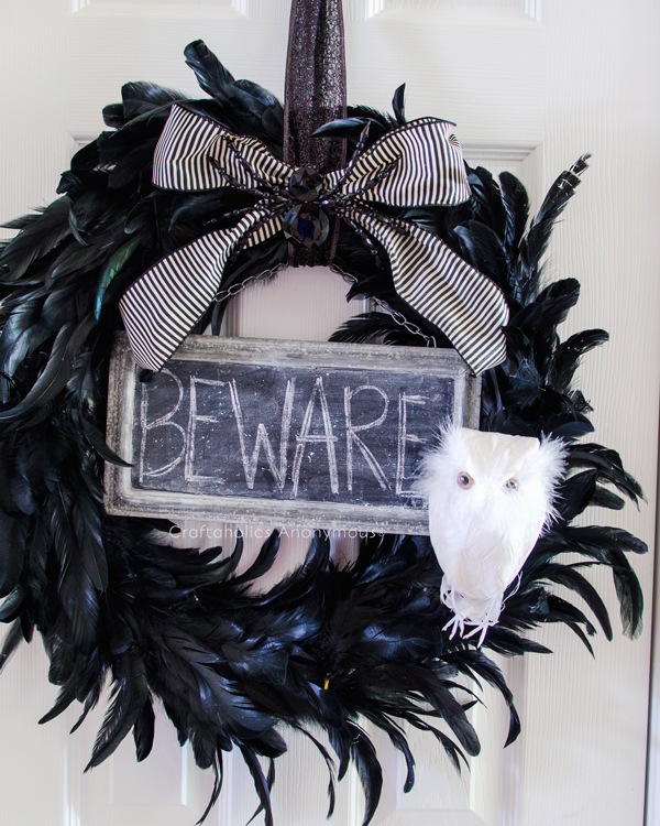 black feather halloween wreath