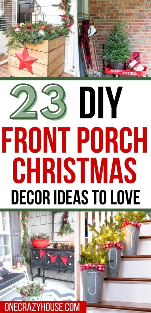 front porch Christmas decorations pin image