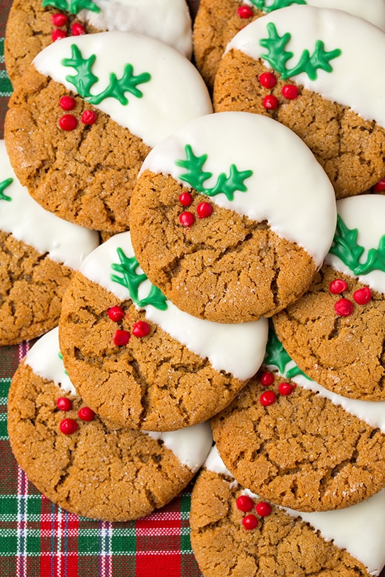 white chocolate-dipped ginger cookies