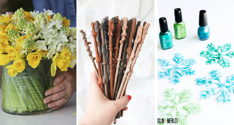 glue gun hacks - vase, wands, snowflakes