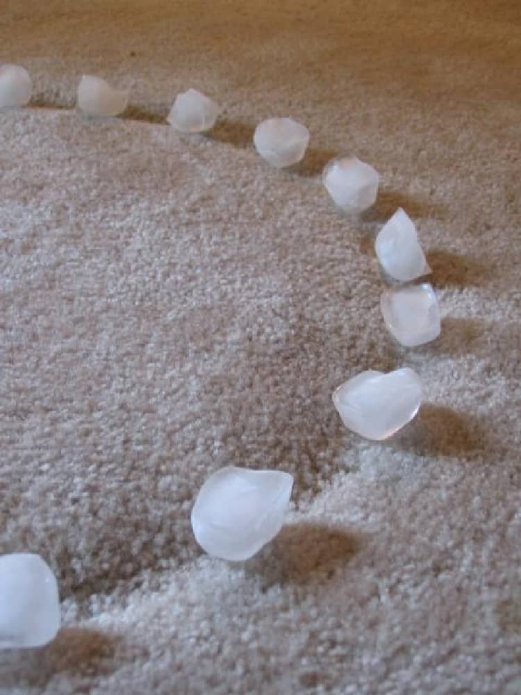 ice on carpet indentations
