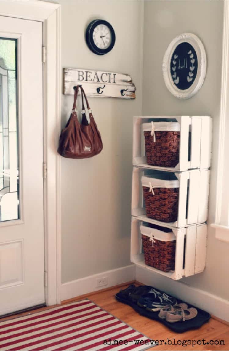 Organize Your Entry Way with Wooden Crates