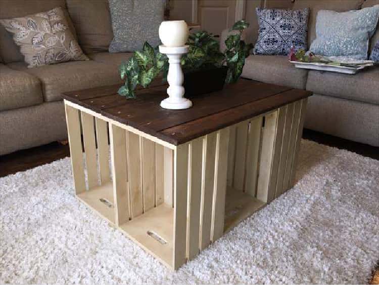 wooden crate pallet and crate coffee table