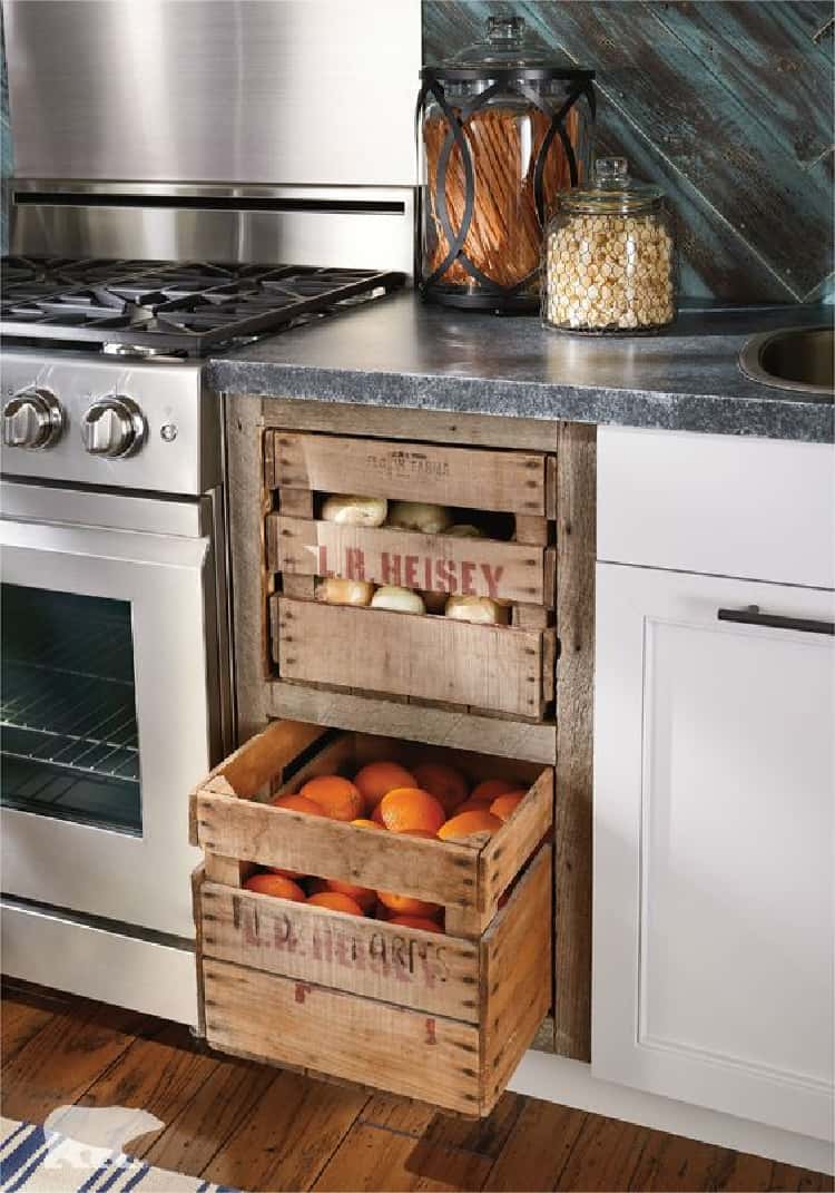 wooden crates kitchen storage