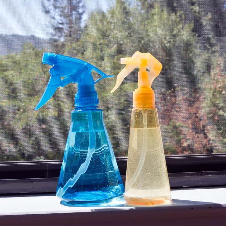 Spray bottles with diy cleaning solution