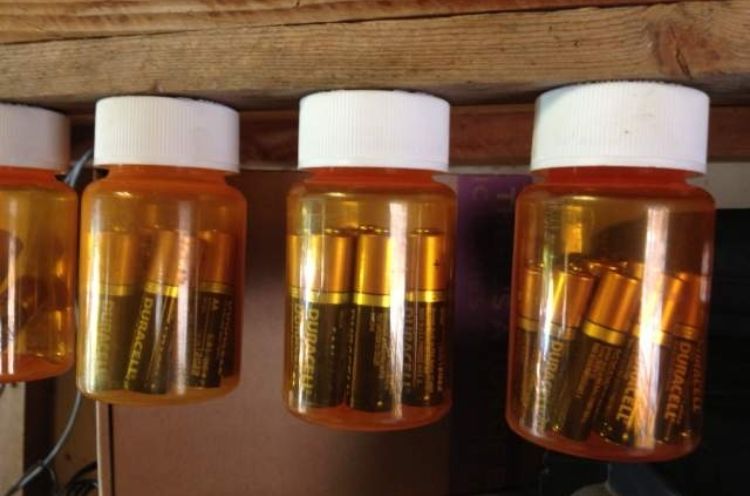 Old Pill Bottle Battery Storage